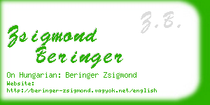 zsigmond beringer business card
